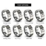 font options for inside engraving on silver parallel ruler divider rings