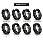 font options for inside engraving on black & gray paramedic star rings
