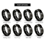 font options for inside engraving on black & gray paramedic stretcher rings