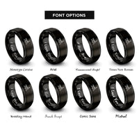 font options for inside engraving on black paramedic stretcher rings