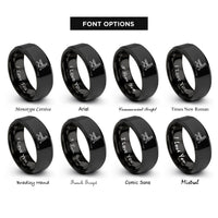 font options for inside engraving on black paramedic stretcher rings