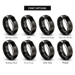 font options for inside engraving on black & grey parent child rings