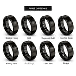 font options for inside engraving on black parent child rings