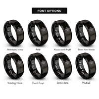 font options for inside engraving on black parent child rings