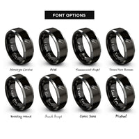font options for inside engraving on black & silver parent hand rings