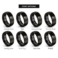 font options for inside engraving on black parent hand rings