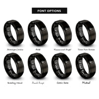font options for inside engraving on black parent hand rings