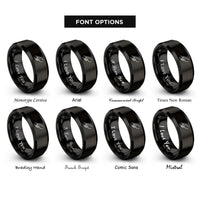 font options for inside engraving on black parent hand rings