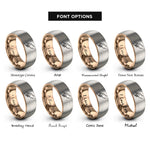 font options for inside engraving on rose gold & gray parent hand rings