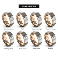font options for inside engraving on rose gold & gray parent hand rings