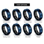 font options for inside engraving on black & blue parentheses () rings