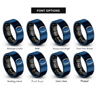 font options for inside engraving on black & blue parentheses () rings