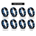 font options for inside engraving on blue & grey parentheses () rings