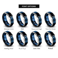 font options for inside engraving on blue & grey parentheses () rings