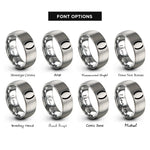 font options for inside engraving on silver parentheses () rings