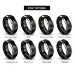 font options for inside engraving on black & gray parents hands rings
