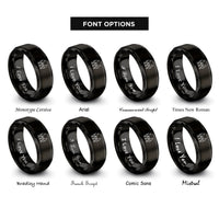font options for inside engraving on black parents hands rings