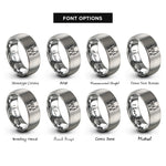font options for inside engraving on silver parents hands rings