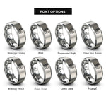 font options for inside engraving on silver parents hands rings