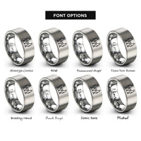 font options for inside engraving on gray parents hands rings
