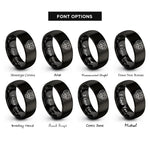 font options for inside engraving on black parents trio rings