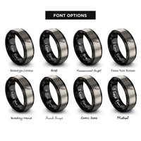 font options for inside engraving on black & gray paring knife rings