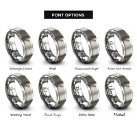 font options for inside engraving on gray paring knife rings