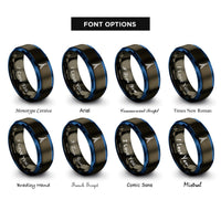 font options for inside engraving on gunmetal & blue paris rings