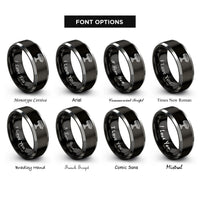 font options for inside engraving on black & gray park grill rings
