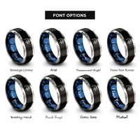 font options for inside engraving on black & blue & silver parrot rings