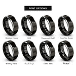 font options for inside engraving on black & gray parrot rings