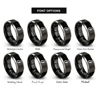 font options for inside engraving on black & silver partial derivative rings