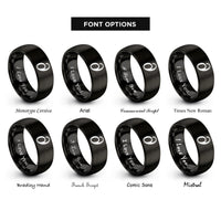 font options for inside engraving on black partial derivative rings