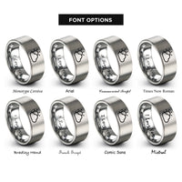 font options for inside engraving on silver partly cloudy rings