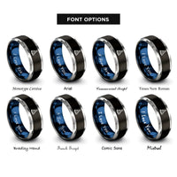 font options for inside engraving on black & blue & silver party hat rings