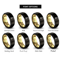 font options for inside engraving on black & gold party hat rings