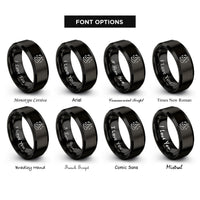 font options for inside engraving on black party hat confetti rings