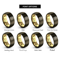 font options for inside engraving on gunmetal & gold party hat confetti rings