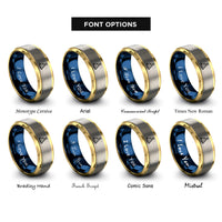 font options for inside engraving on gold & blue & grey party hat rings