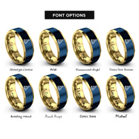 font options for inside engraving on gold & blue party hat rings
