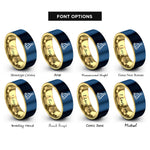 font options for inside engraving on gold & blue party hat rings