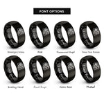 font options for inside engraving on black passport control icon rings