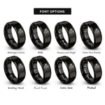 font options for inside engraving on black passport control icon rings