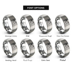 font options for inside engraving on silver passport control icon rings