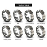 font options for inside engraving on gray passport control icon rings