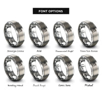 font options for inside engraving on gray passport control icon rings