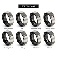 font options for inside engraving on black & grey pasta server rings