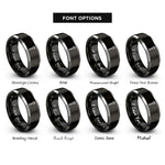 font options for inside engraving on black & gray pasta server rings