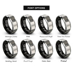 font options for inside engraving on black & grey pasta server rings