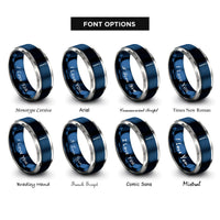 font options for inside engraving on blue & grey pasteur pipette rings